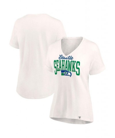 Women's Branded Oatmeal Seattle Seahawks Motivating Force V-Neck T-shirt Tan/Beige $16.77 Tops