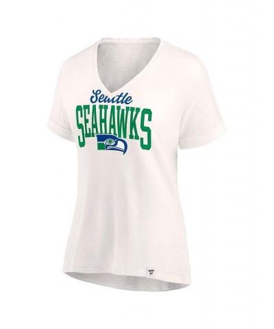 Women's Branded Oatmeal Seattle Seahawks Motivating Force V-Neck T-shirt Tan/Beige $16.77 Tops