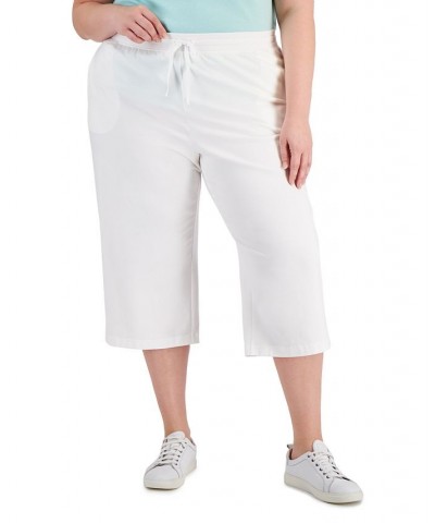 Plus Size Drawstring-Waist Knit Capri Pants Light Blue Heather $10.00 Pants