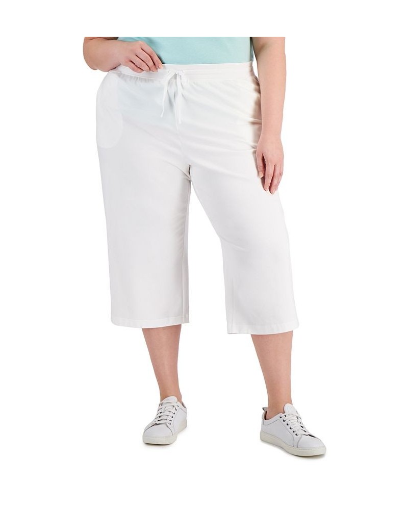 Plus Size Drawstring-Waist Knit Capri Pants Light Blue Heather $10.00 Pants