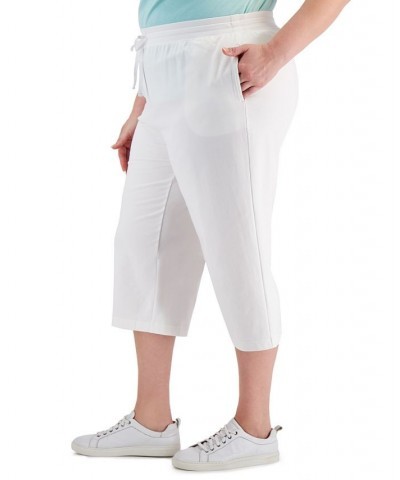 Plus Size Drawstring-Waist Knit Capri Pants Light Blue Heather $10.00 Pants