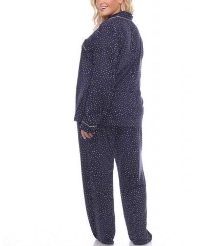 Women's Plus Size Pajama Set 2 Piece Blue $22.96 Sleepwear