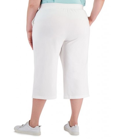 Plus Size Drawstring-Waist Knit Capri Pants Light Blue Heather $10.00 Pants