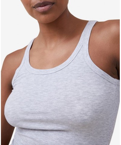 Women's Staple Rib Scoop Neck Tank Gray $13.20 Tops