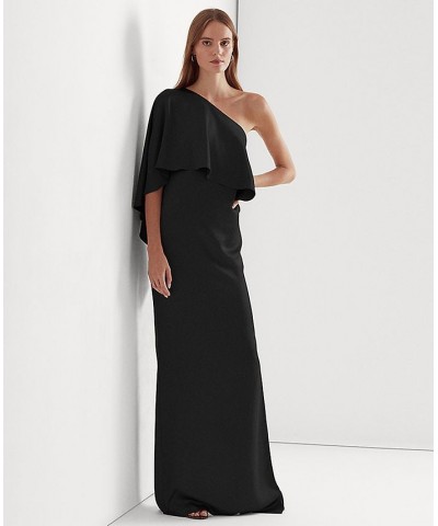 Women's Satin One-Shoulder Cape Gown Black $59.40 Dresses