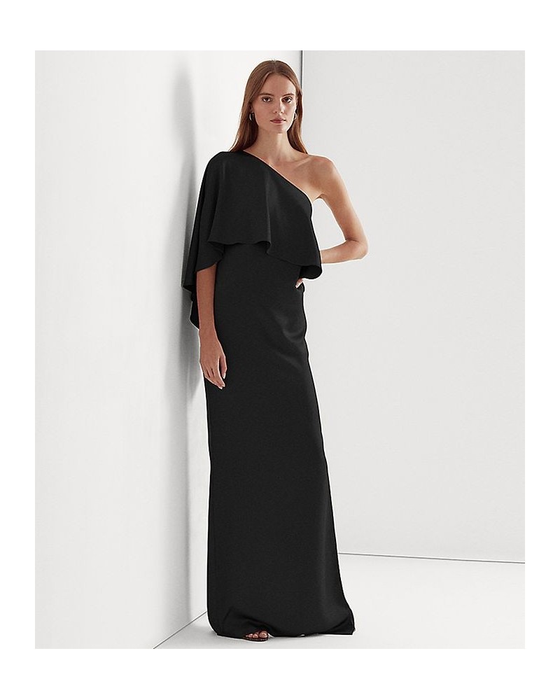 Women's Satin One-Shoulder Cape Gown Black $59.40 Dresses