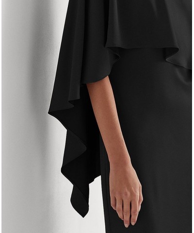 Women's Satin One-Shoulder Cape Gown Black $59.40 Dresses