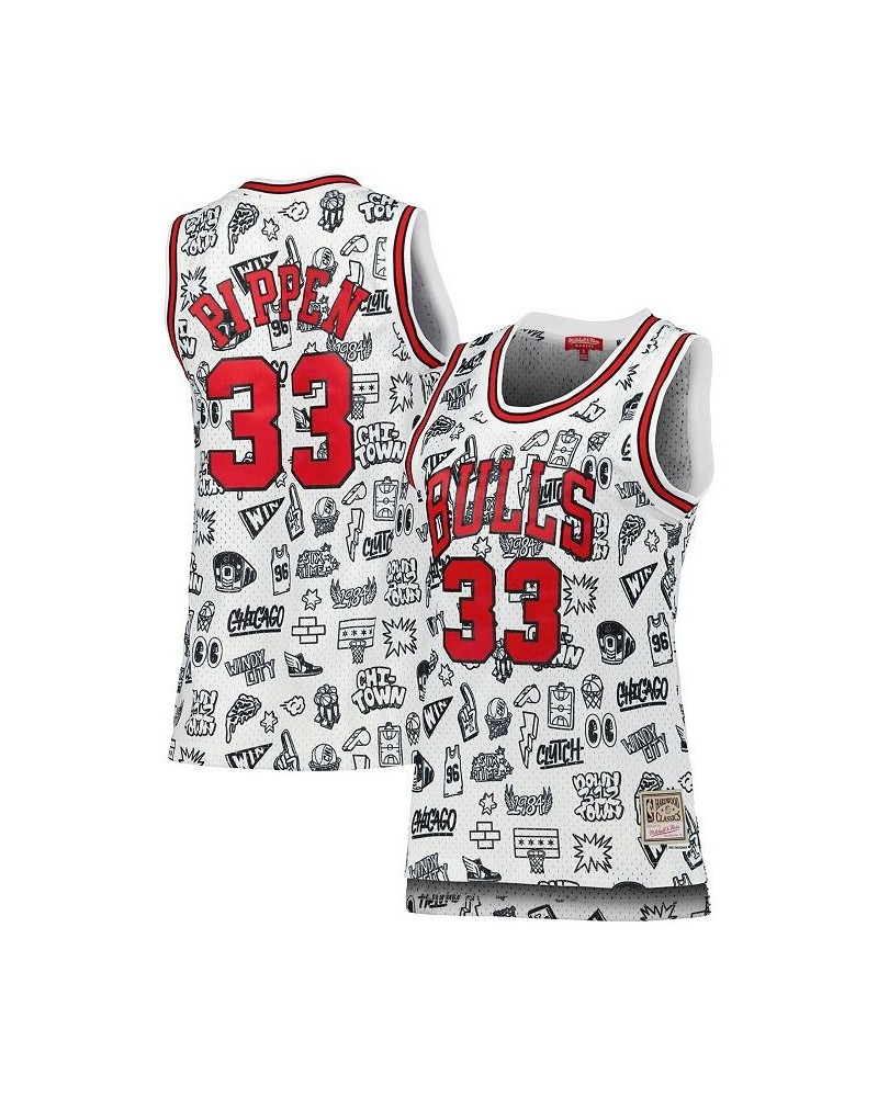 Women's Scottie Pippen White Chicago Bulls 1997 Doodle Swingman Jersey White $67.50 Jersey