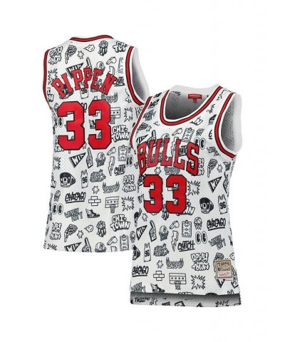 Women's Scottie Pippen White Chicago Bulls 1997 Doodle Swingman Jersey White $67.50 Jersey