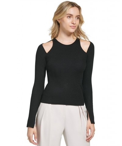 Women's X-Fit Long Sleeve Cutout Sweater Black $27.90 Sweaters