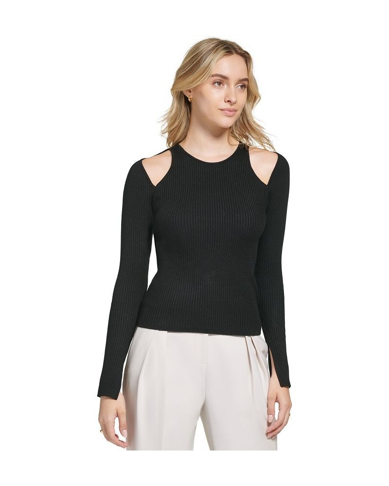 Women's X-Fit Long Sleeve Cutout Sweater Black $27.90 Sweaters