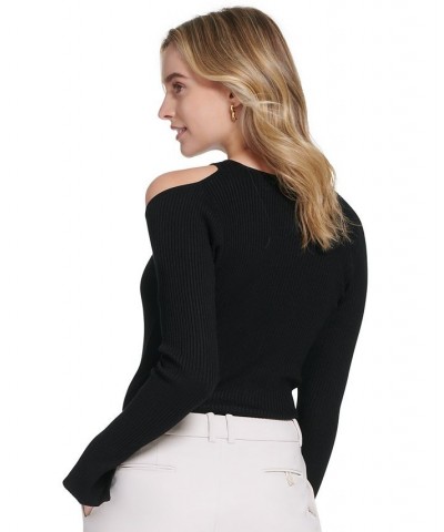 Women's X-Fit Long Sleeve Cutout Sweater Black $27.90 Sweaters