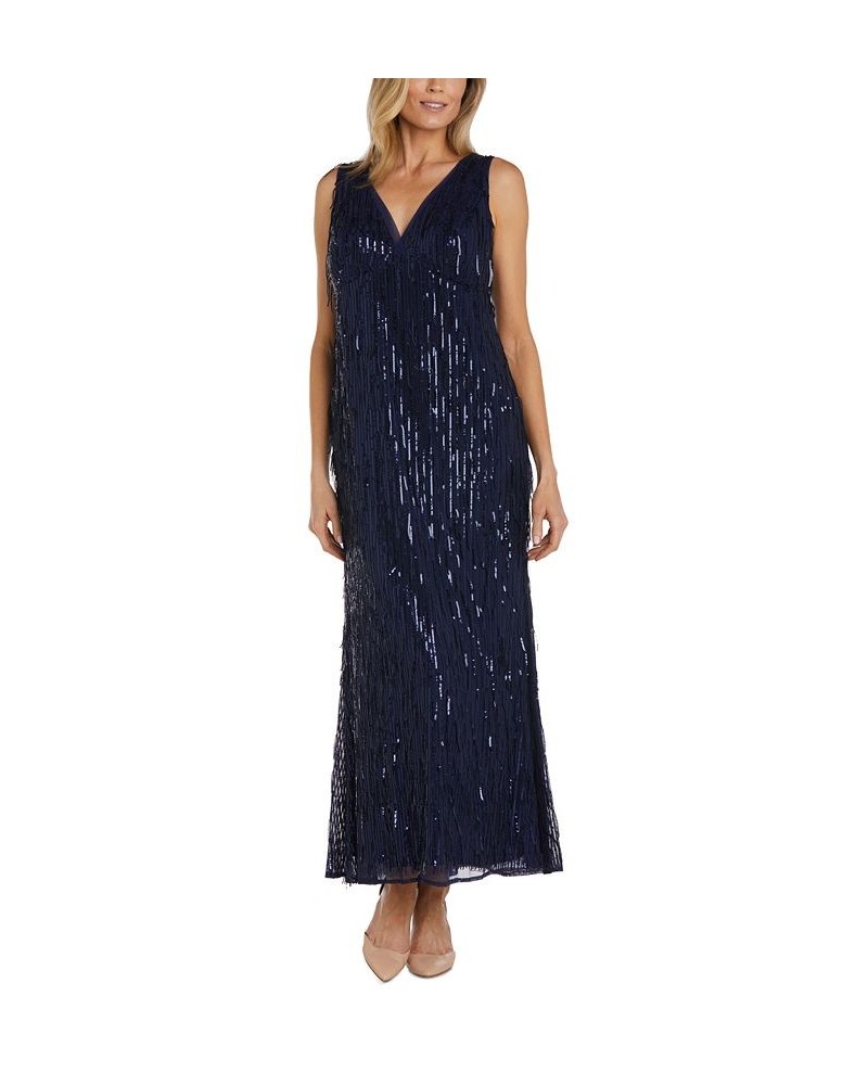 Women's Sleeveless Sequin Embroidered Dress Navy $59.07 Dresses