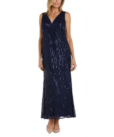 Women's Sleeveless Sequin Embroidered Dress Navy $59.07 Dresses