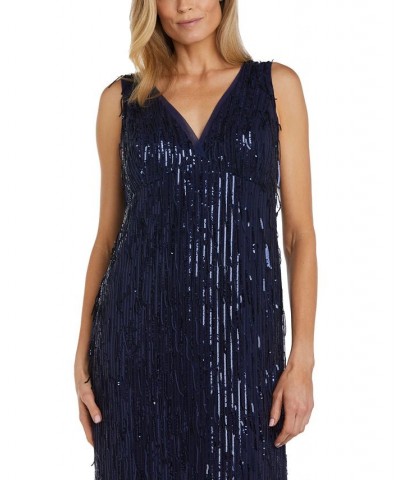 Women's Sleeveless Sequin Embroidered Dress Navy $59.07 Dresses