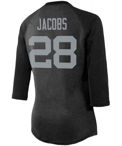 Women's Josh Jacobs Black Las Vegas Raiders Team Player Name Number Tri-Blend Raglan 3/4 Sleeve T-shirt Black $32.99 Tops