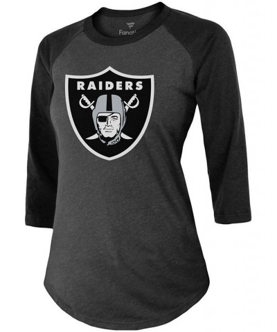 Women's Josh Jacobs Black Las Vegas Raiders Team Player Name Number Tri-Blend Raglan 3/4 Sleeve T-shirt Black $32.99 Tops