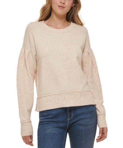 Women's Crewneck Puff-Sleeve Sweater Ivory/Cream $50.49 Sweaters