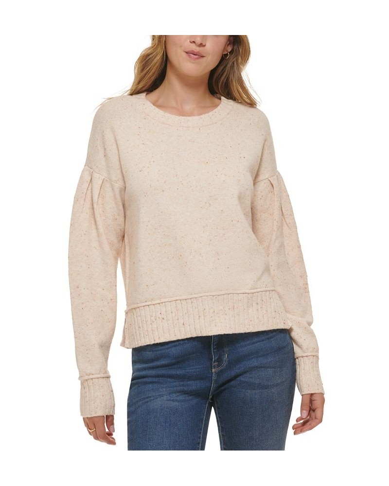 Women's Crewneck Puff-Sleeve Sweater Ivory/Cream $50.49 Sweaters