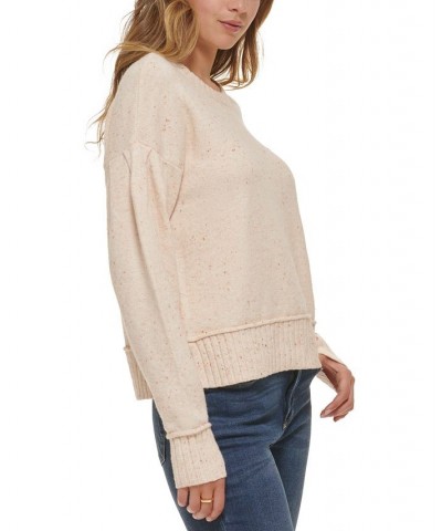 Women's Crewneck Puff-Sleeve Sweater Ivory/Cream $50.49 Sweaters