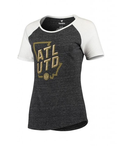 Women's Branded Black Atlanta United FC State Shape Raglan Tri-Blend T-shirt Black $26.09 Tops