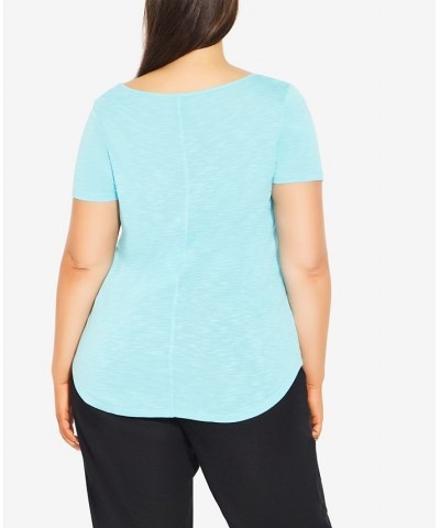 Plus Size Slub T-shirt Aqua $21.07 Tops