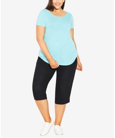 Plus Size Slub T-shirt Aqua $21.07 Tops