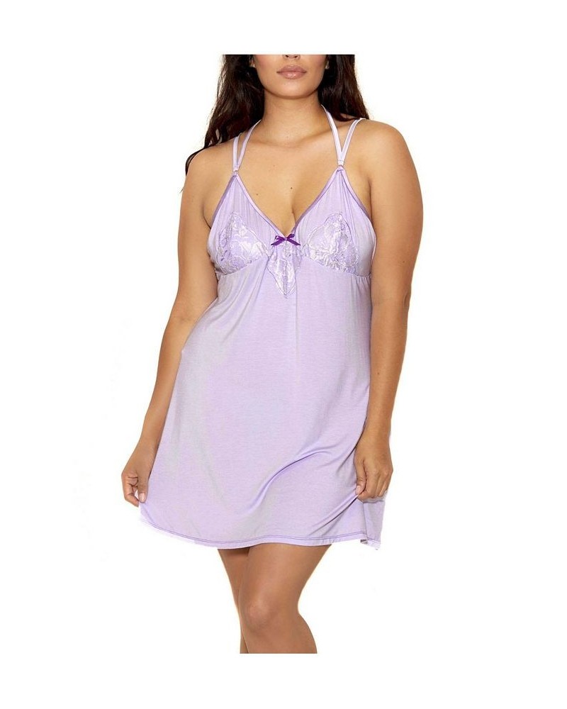 Plus Size Alicia Chemise Nightgown Lingerie Online Only Lilac $34.96 Lingerie