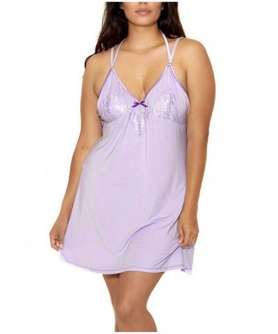 Plus Size Alicia Chemise Nightgown Lingerie Online Only Lilac $34.96 Lingerie