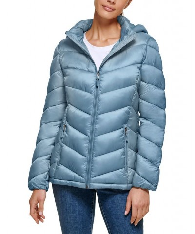 Women's Packable Hooded Puffer Coat Grey Owl $58.05 Coats