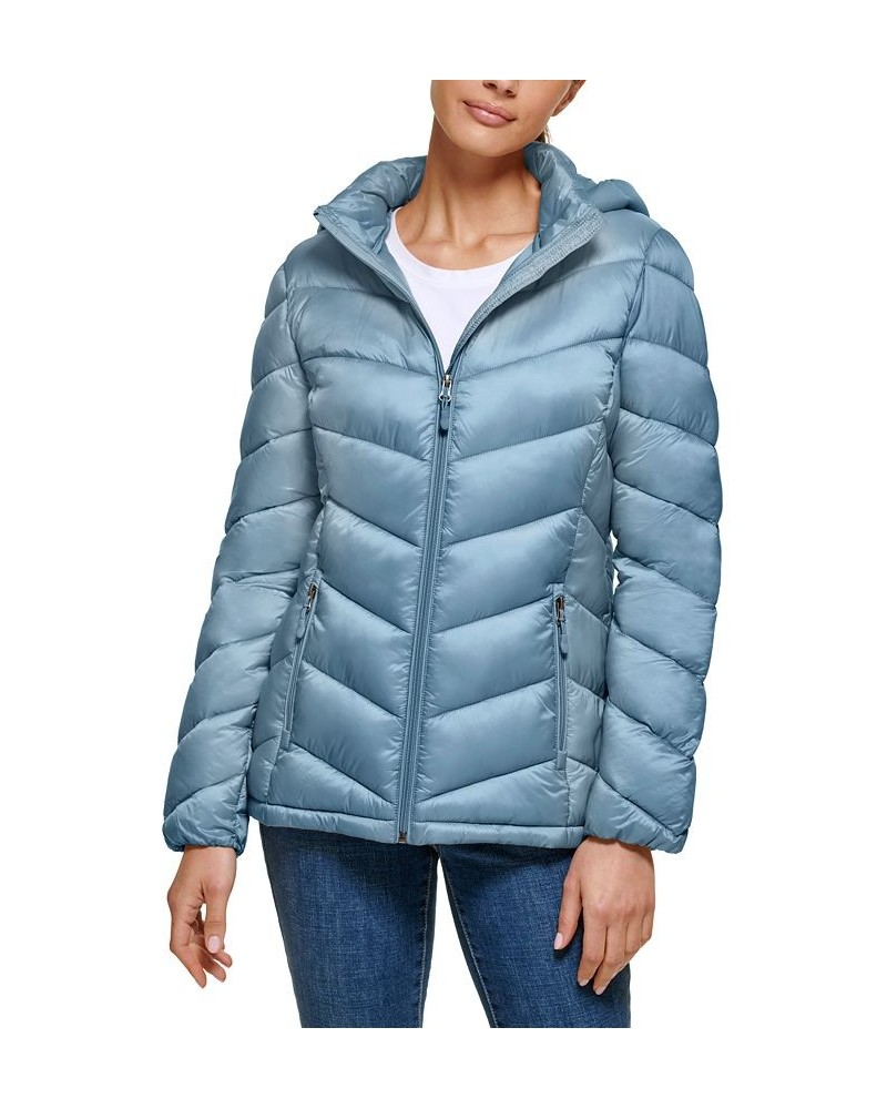 Women's Packable Hooded Puffer Coat Grey Owl $58.05 Coats