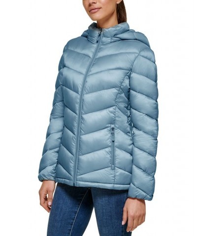 Women's Packable Hooded Puffer Coat Grey Owl $58.05 Coats