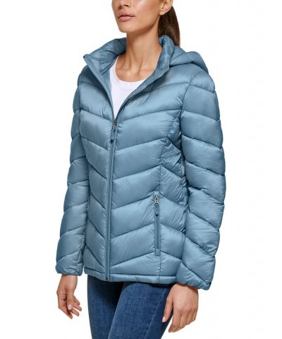 Women's Packable Hooded Puffer Coat Grey Owl $58.05 Coats