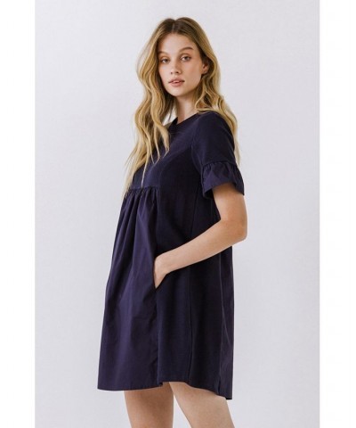 Women's Solid Mini Dress Navy $29.40 Dresses