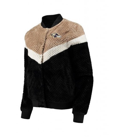 Women's Black Cream Baltimore Ravens Riot Squad Sherpa Full-Snap Jacket Black $44.80 Jackets