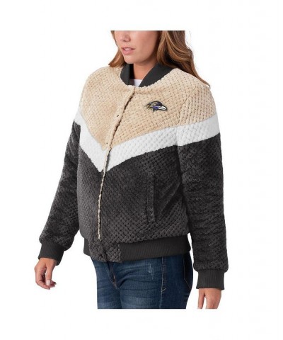 Women's Black Cream Baltimore Ravens Riot Squad Sherpa Full-Snap Jacket Black $44.80 Jackets