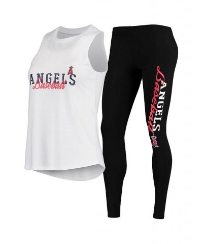 Women's White Black Los Angeles Angels Sonata Tank Top and Leggings Set White $25.42 Pajama