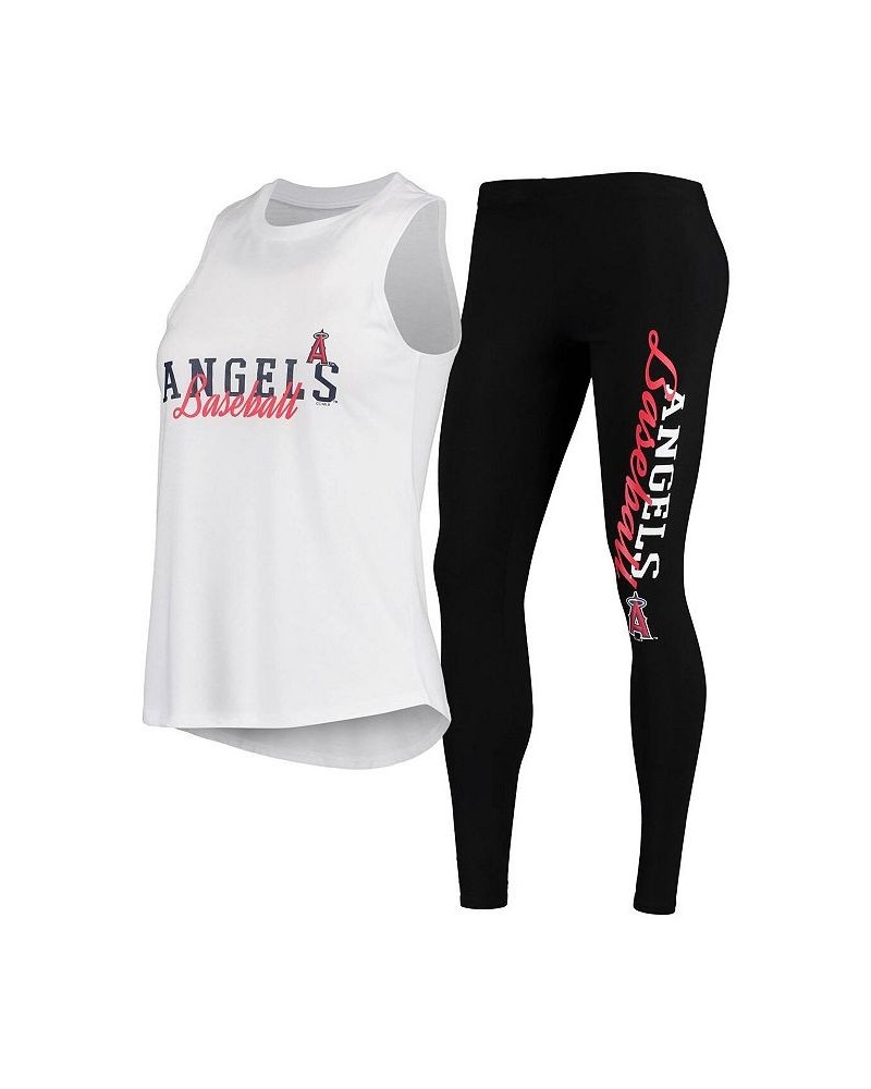 Women's White Black Los Angeles Angels Sonata Tank Top and Leggings Set White $25.42 Pajama