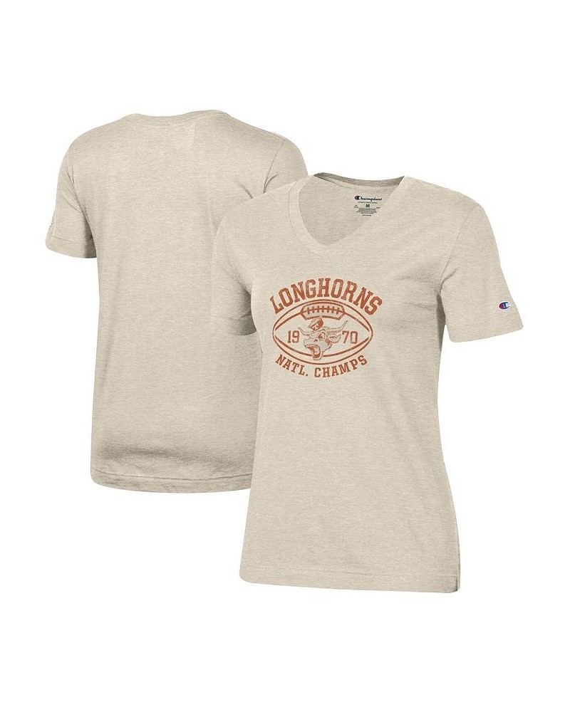 Women's Oatmeal Texas Longhorns 1970 Football National Champions V-Neck T-shirt Oatmeal $14.00 Tops