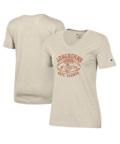 Women's Oatmeal Texas Longhorns 1970 Football National Champions V-Neck T-shirt Oatmeal $14.00 Tops