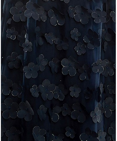 Juniors' 3D-Floral Lace-Up-Back Strapless Gown Navy $71.82 Dresses