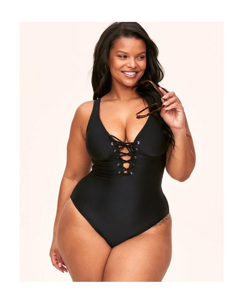 Evangeline Women's Plus-Size Swimwear One-Piece Black $34.98 Swimsuits