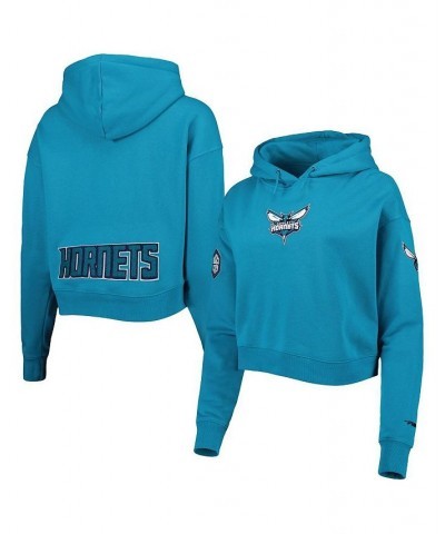 Women's Teal Charlotte Hornets Classic Fleece Cropped Pullover Hoodie Teal $44.19 Sweatshirts