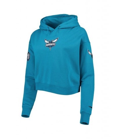 Women's Teal Charlotte Hornets Classic Fleece Cropped Pullover Hoodie Teal $44.19 Sweatshirts