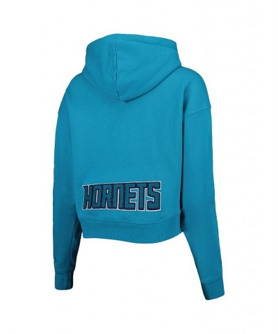 Women's Teal Charlotte Hornets Classic Fleece Cropped Pullover Hoodie Teal $44.19 Sweatshirts