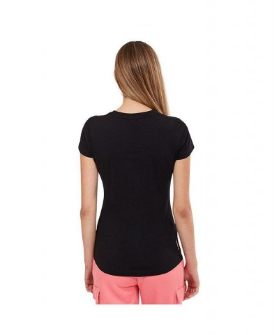 Loveheart womens t-shirt black with pink heart graphic at chest Black $17.60 Tops