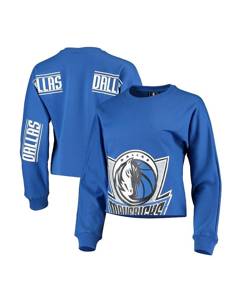 Women's Blue Dallas Mavericks Cropped Long Sleeve T-shirt Blue $35.39 Tops