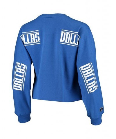 Women's Blue Dallas Mavericks Cropped Long Sleeve T-shirt Blue $35.39 Tops