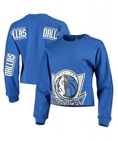 Women's Blue Dallas Mavericks Cropped Long Sleeve T-shirt Blue $35.39 Tops