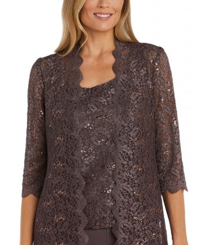 3-Pc. Sequined Lace Pantsuit & Jacket Fig $55.60 Dresses